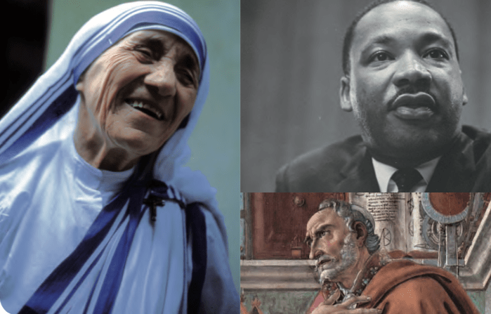 Sœur Teresa, Martin Luther King et Saint Augustin