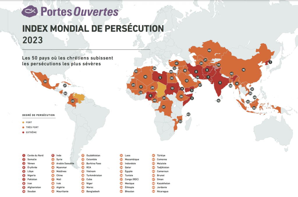 Les 50 pays où les chrétiens subissent les persécutions les plus sévères