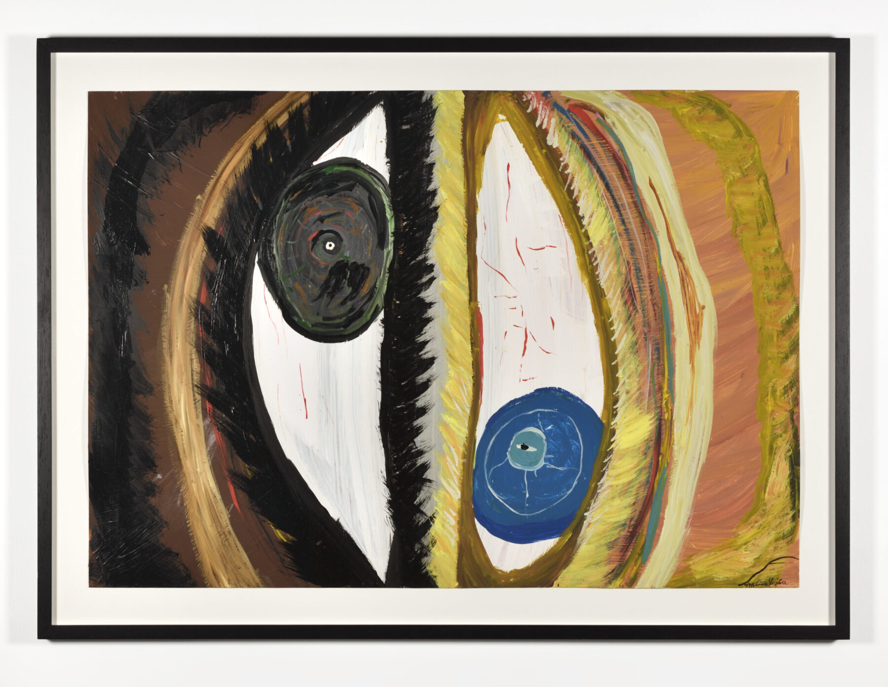 Peinture de Ceija Stojka représentant deux yeux