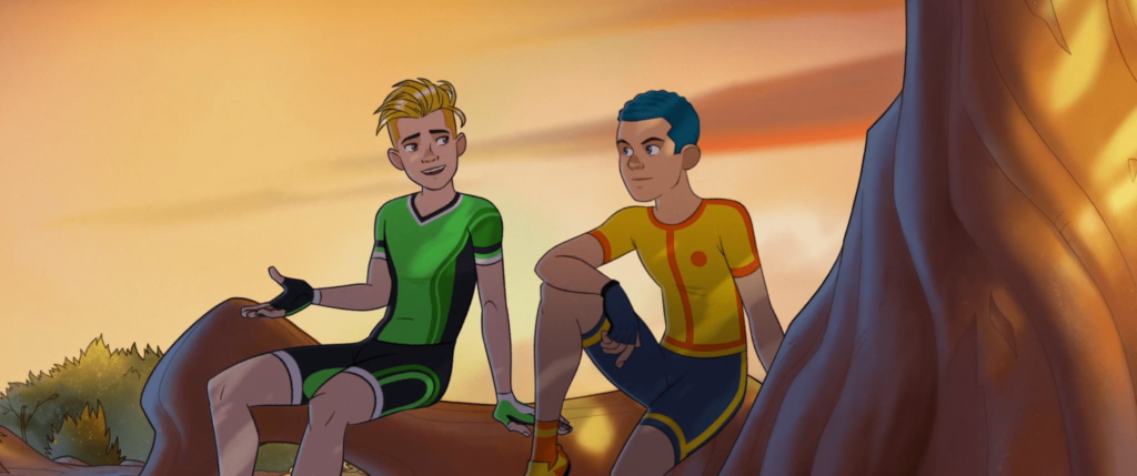 Scène du film "La Bicyclette de la Paix" montrant deux jeunes garçons